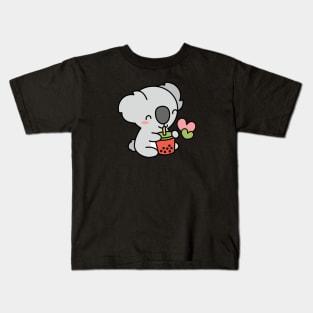 Cute Koala Bear Sipping Bubble Tea - Kawaii Boba Kids T-Shirt